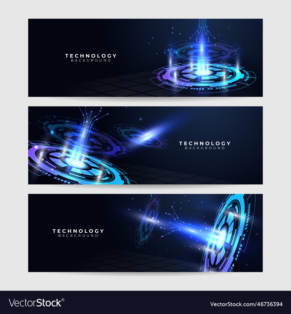 Set of blue futuristic science technology network Vector Image