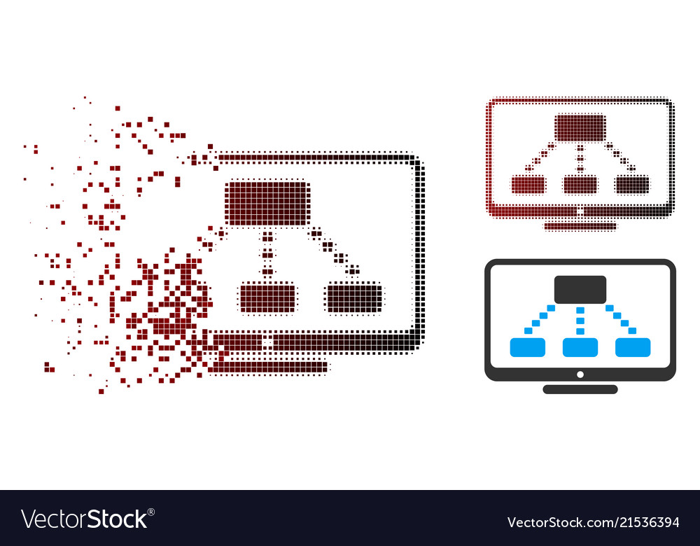 Sparkle pixel halftone hierarchy monitoring icon Vector Image Sparkle pixel halftone hierarchy monitoring icon