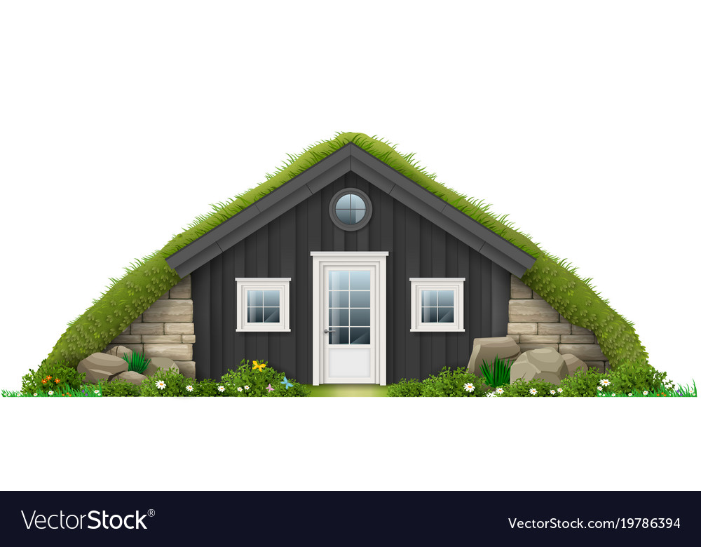 Traditional icelandic turf house Royalty Free Vector Image