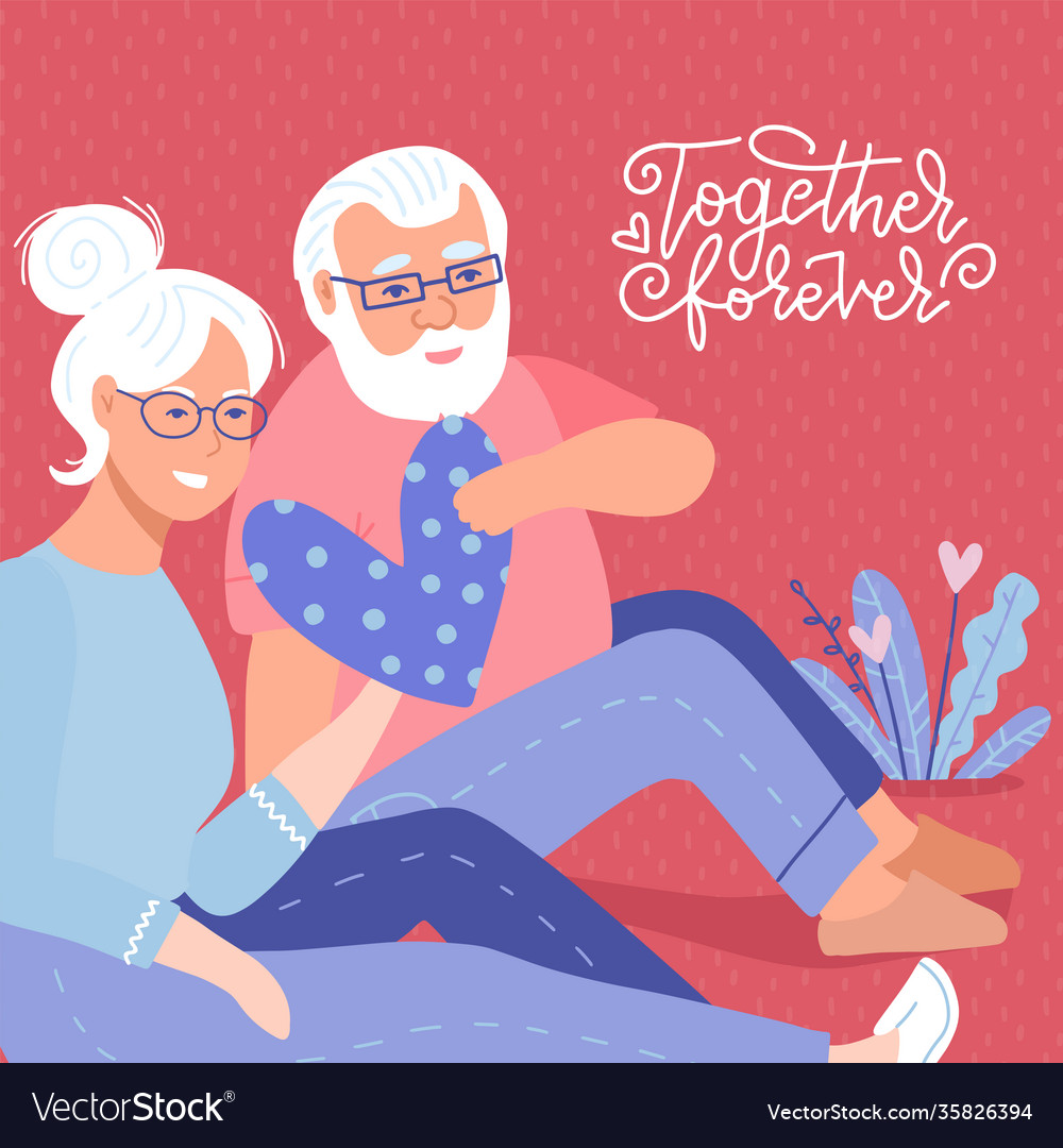 Valentine s Tageskarte niedlich liebenswerte Senior Paar vector image Valentine s Tageskarte niedlich liebenswerte Senior Paar