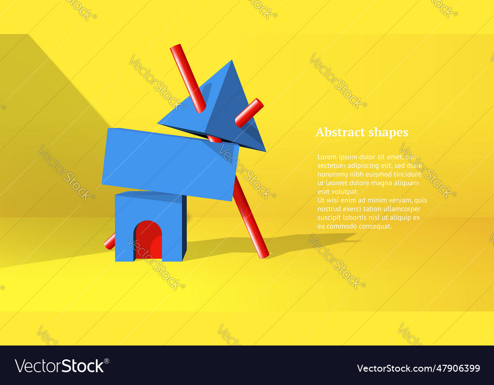 Abstract 3d objects or elements installation vector image Abstract 3d objects or elements installation