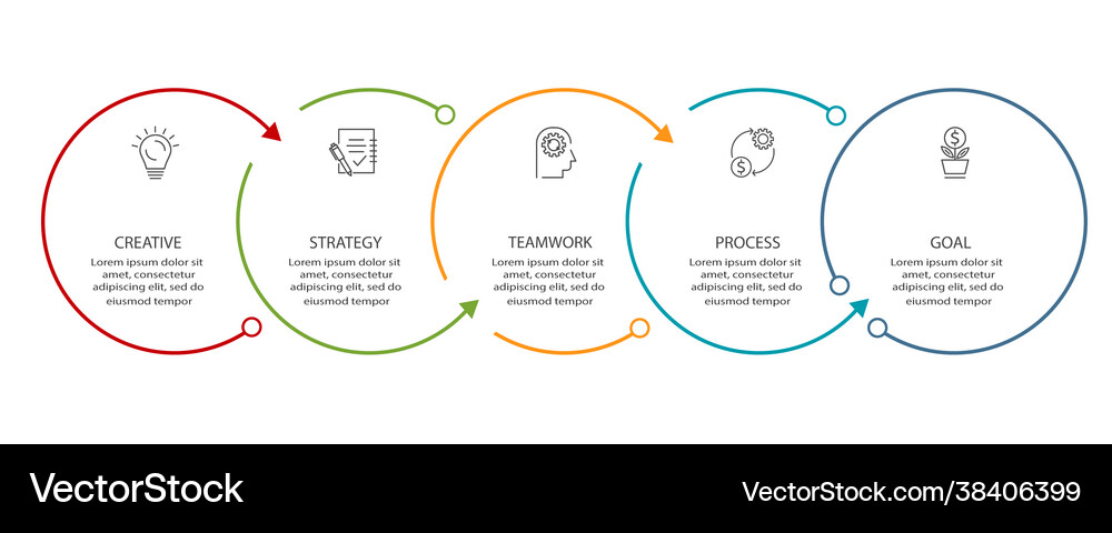 Circle elements graph diagram with 5 steps Vector Image