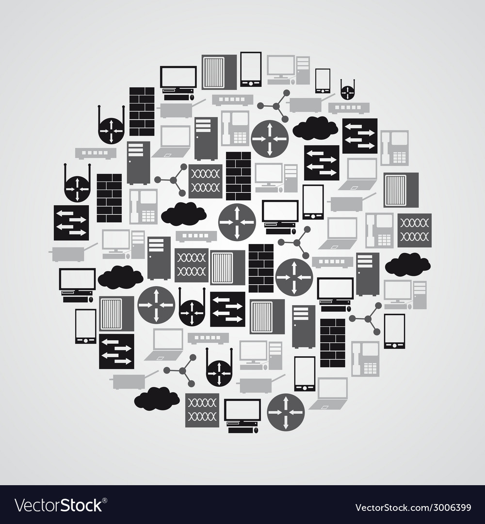 Computer network icons in circle eps10