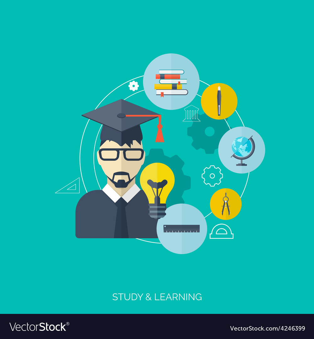 Flat concept education background back to school Vector Image