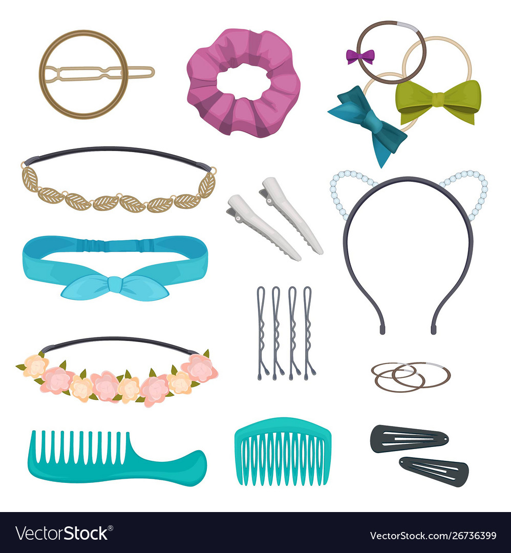 Hair Accessories Woman Stylish Hair Item Clips Vector Image