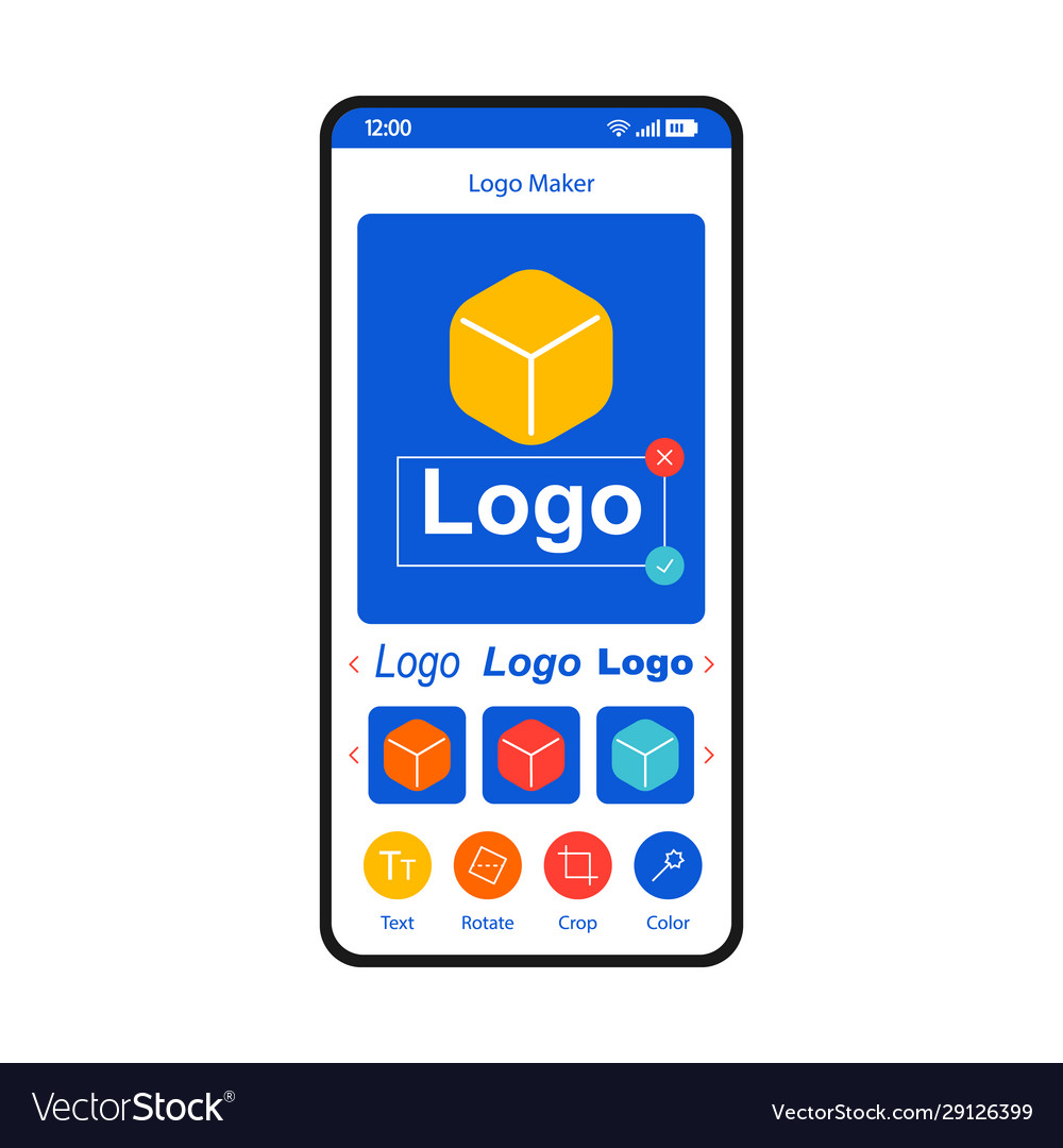 Logo maker app smartphone interface template Vector Image