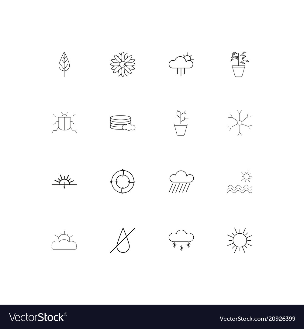 Nature linear thin icons set outlined simple