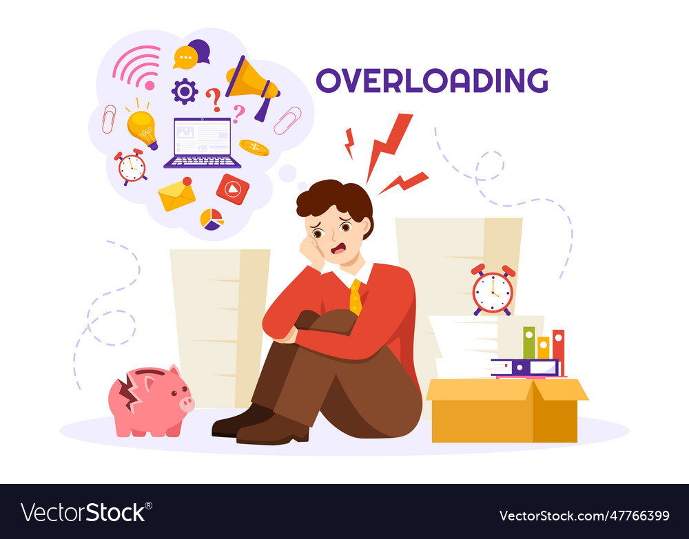 Overloading with busy work and multitasking Vector Image Overloading with busy work and multitasking