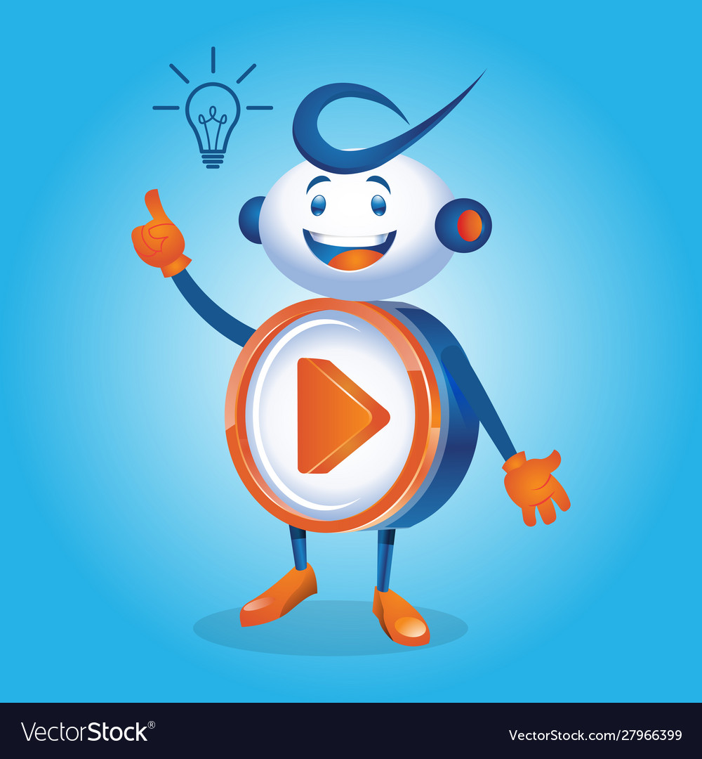 Play button robot in got an idea expression
