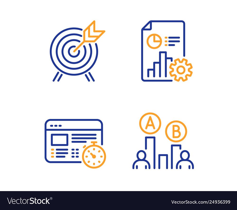 Report web timer and archery icons set ab vector image Report web timer and archery icons set ab