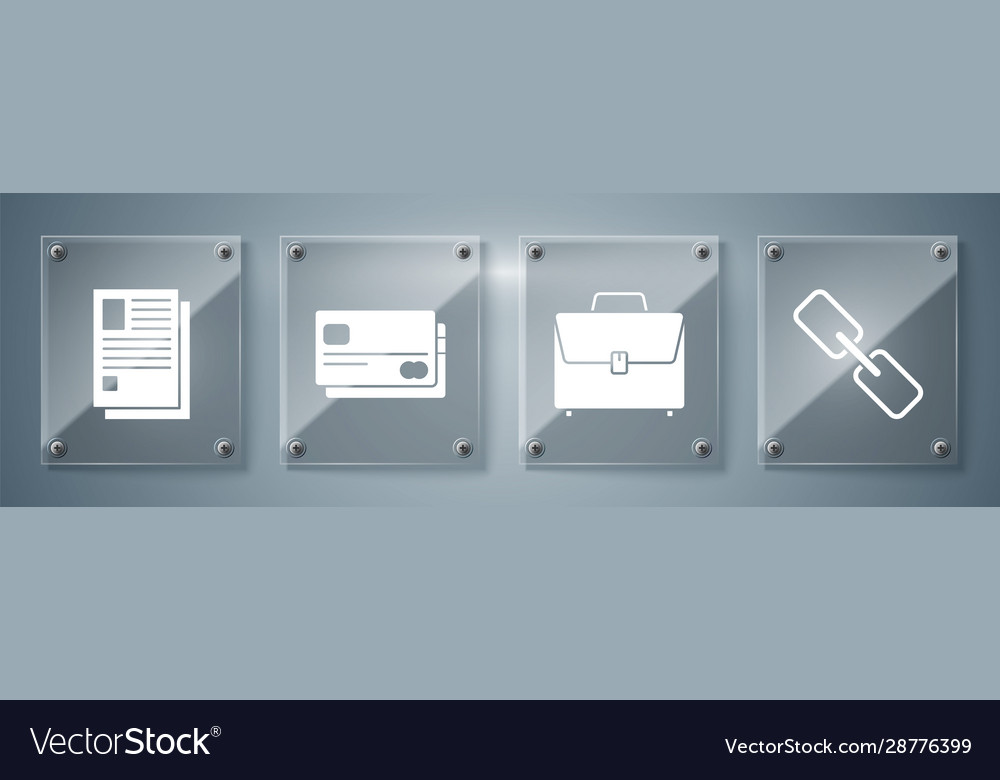 Set chain link briefcase credit card and file vector image Set chain link briefcase credit card and file