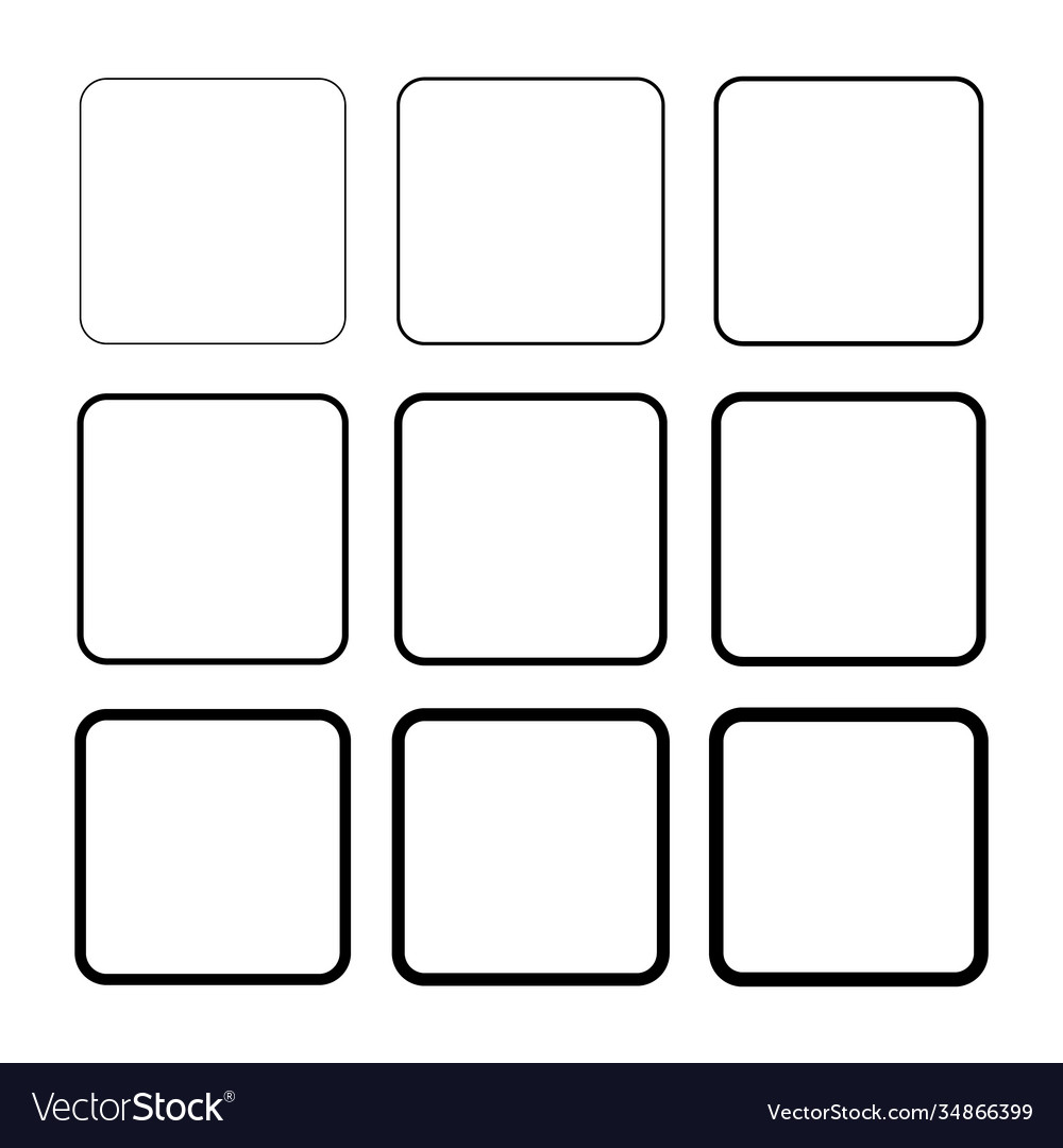 Set empty frame collection outline border vector image Set empty frame collection outline border