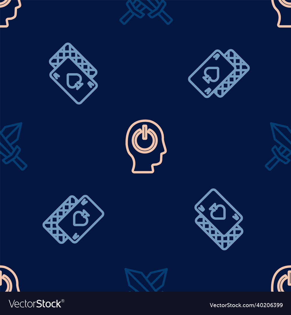 Set line sword for game playing cards and power vector image Set line sword for game playing cards and power