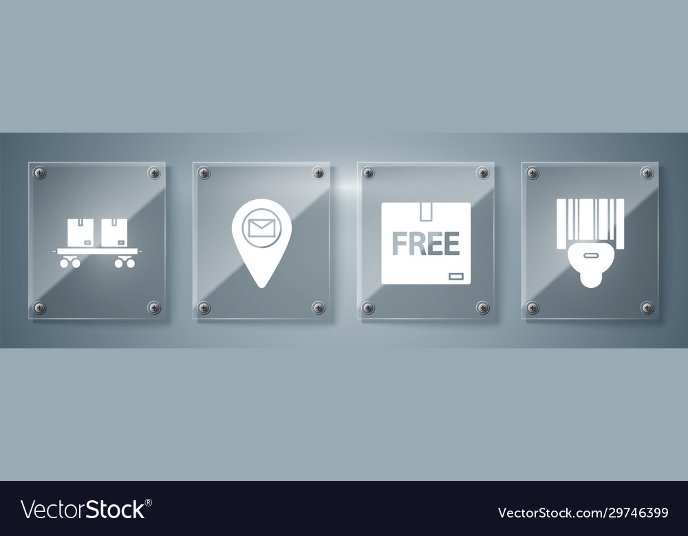 Set scanner scanning bar code cardboard box vector image Set scanner scanning bar code cardboard box