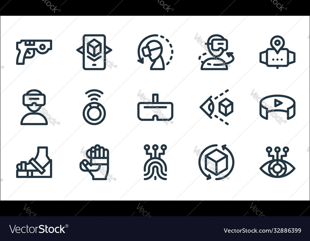 Virtual reality line icons linear set quality