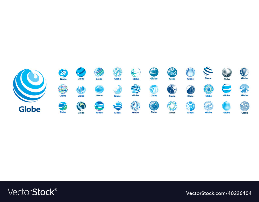 A set of logos of the globe on white vector image A set of logos of the globe on white