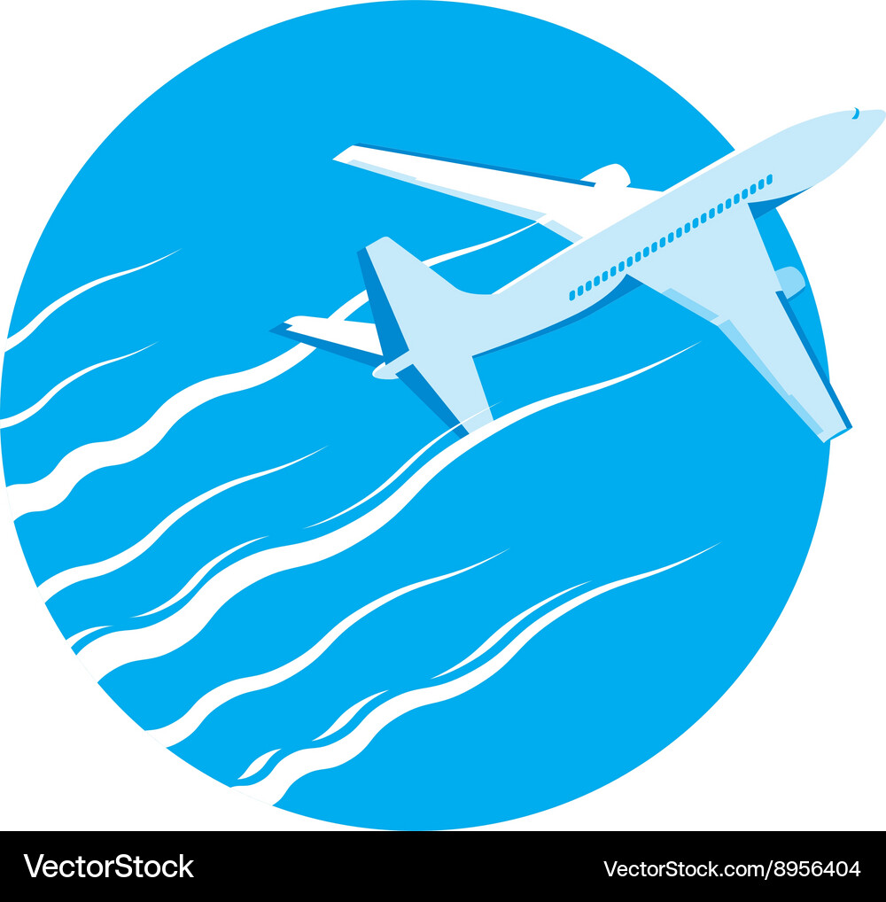 Airplane passenger plane in blue sky Royalty Free Vector