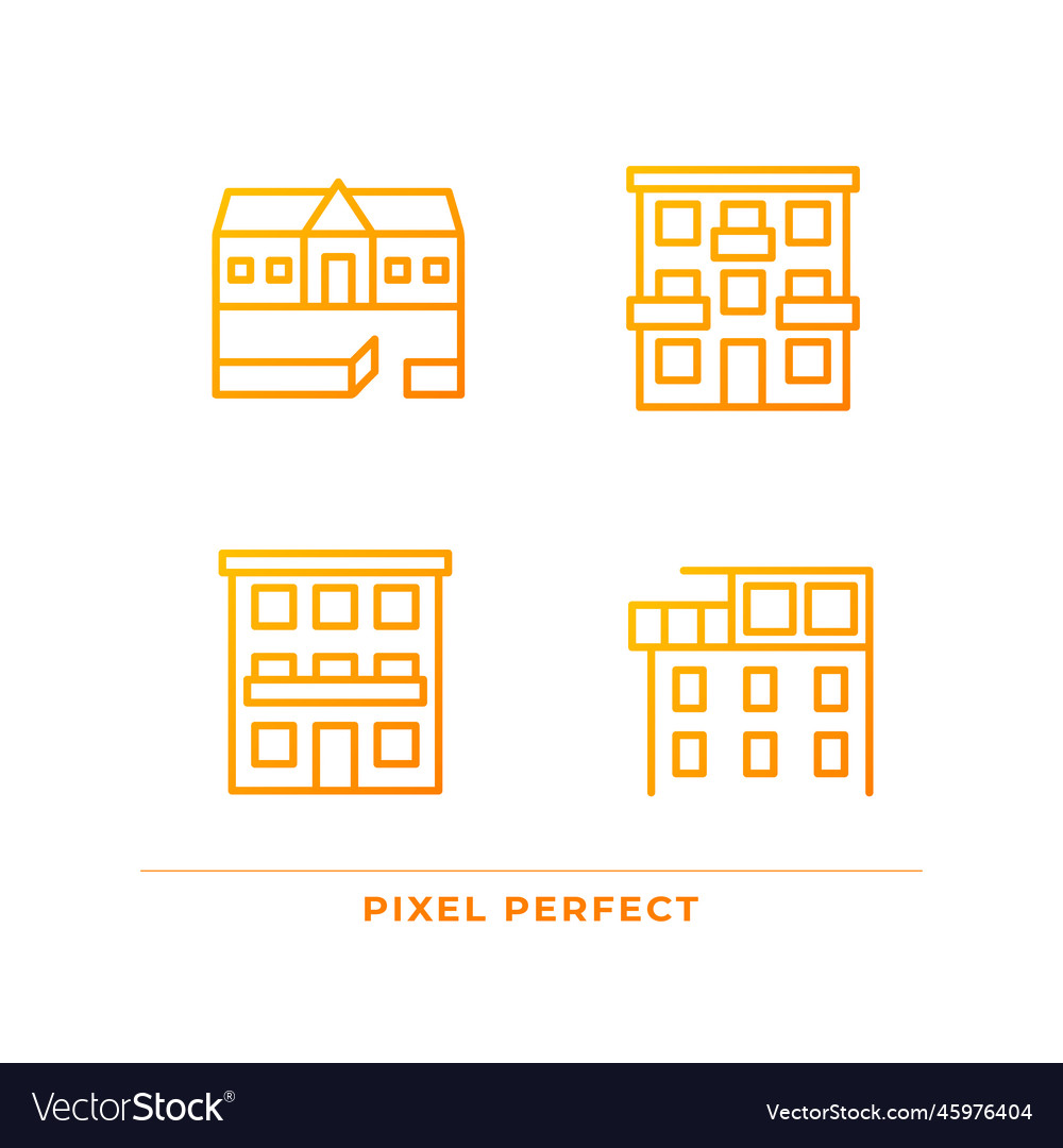 Apartment types pixel perfect gradient linear vector image Apartment types pixel perfect gradient linear