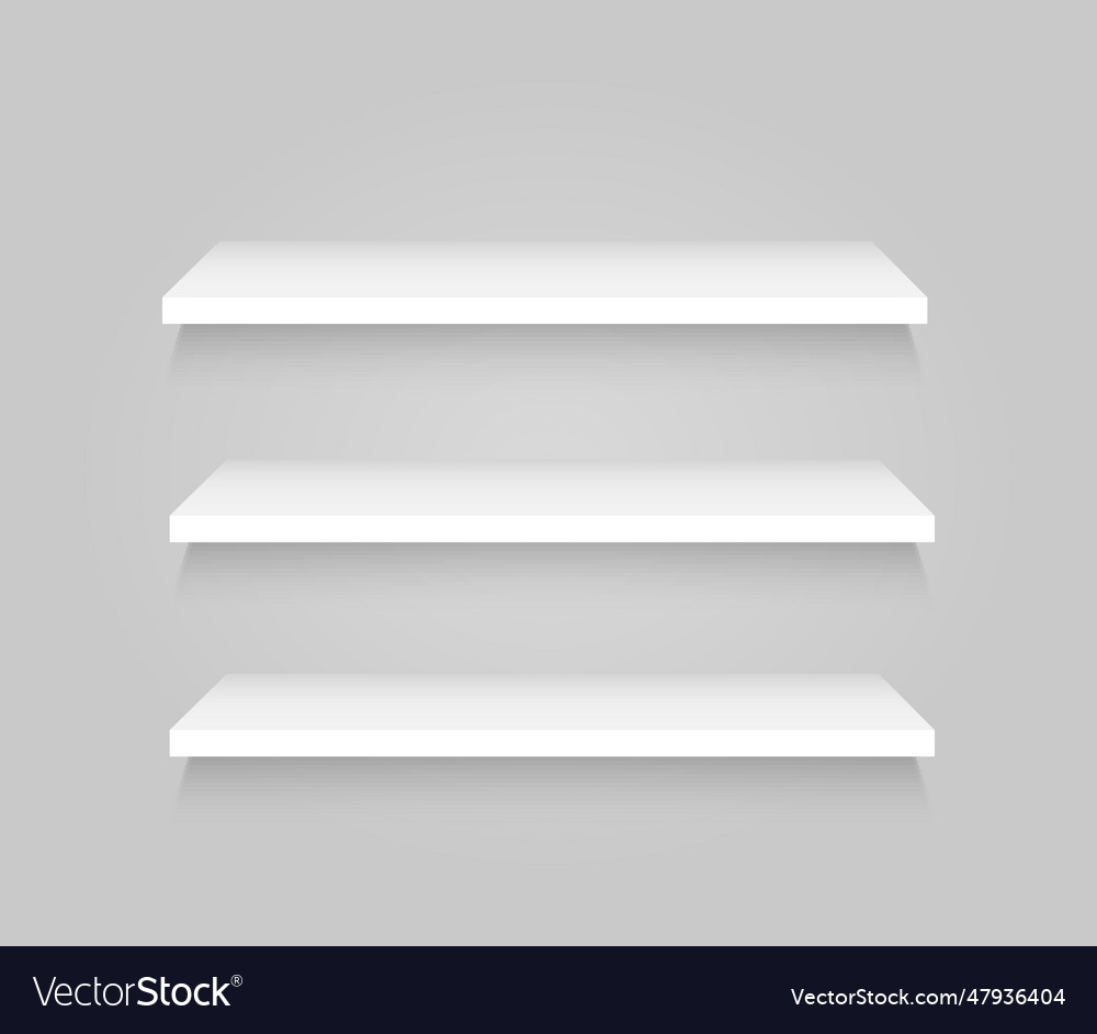 Blank empty showcase displays front view on white