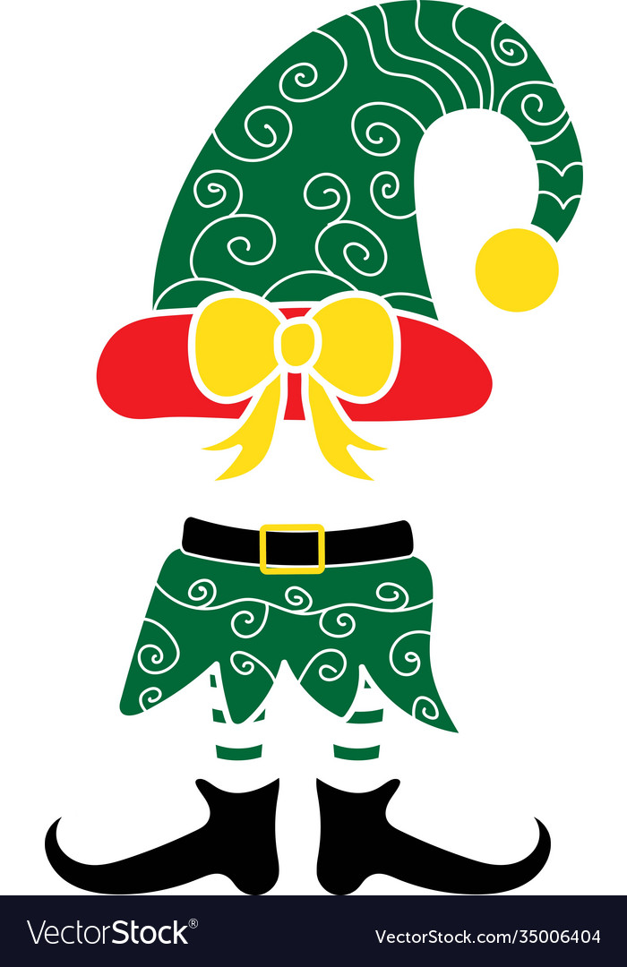 Christmas elf green hat isolated Royalty Free Vector Image