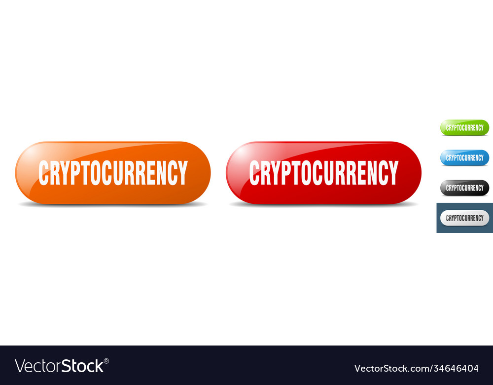 Cryptocurrency button key sign push set vector image Cryptocurrency button key sign push set