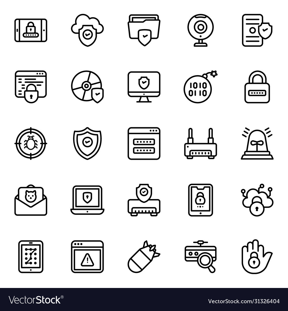 Cyber hacking icons pack