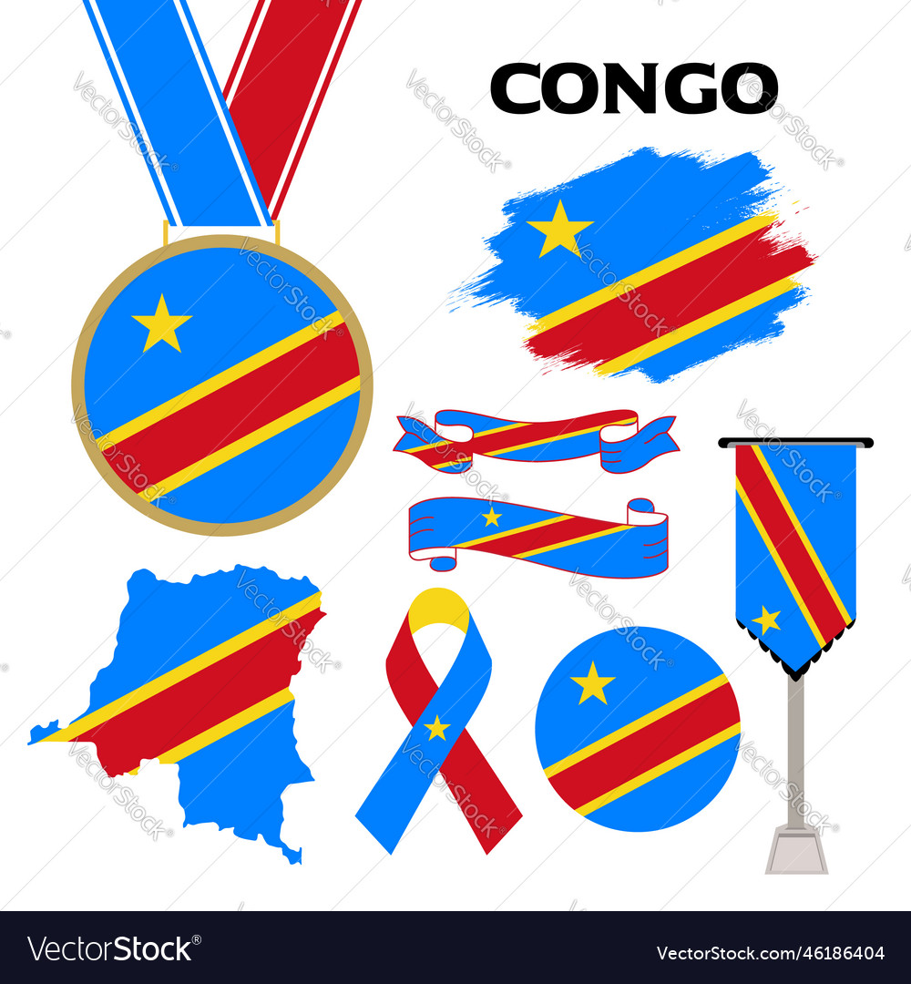 Elements collection with the flag of congo design Vector Image Elements collection with the flag of congo design