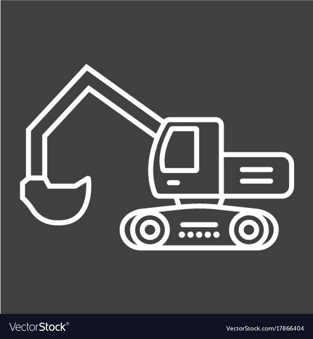 Excavator line icon transport and vehicle digger