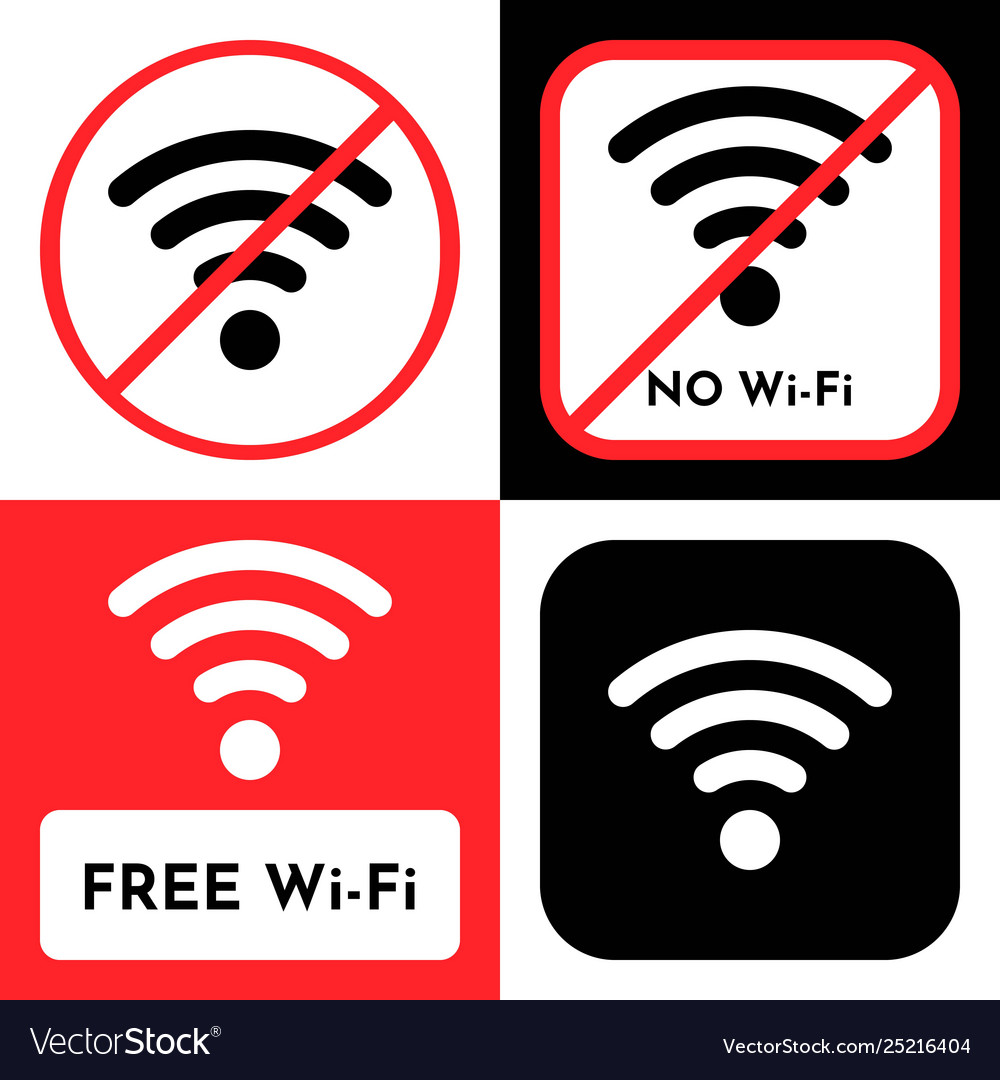 Free wifi and no sign wireless local area Vector Image