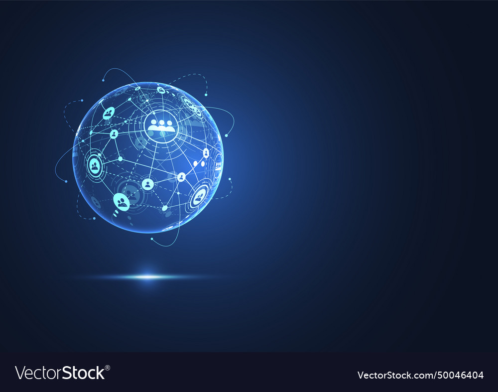 Global network connection world map point vector image Global network connection world map point