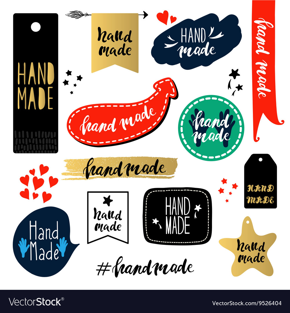 Hand made tags Royalty Free Vector Image - VectorStock