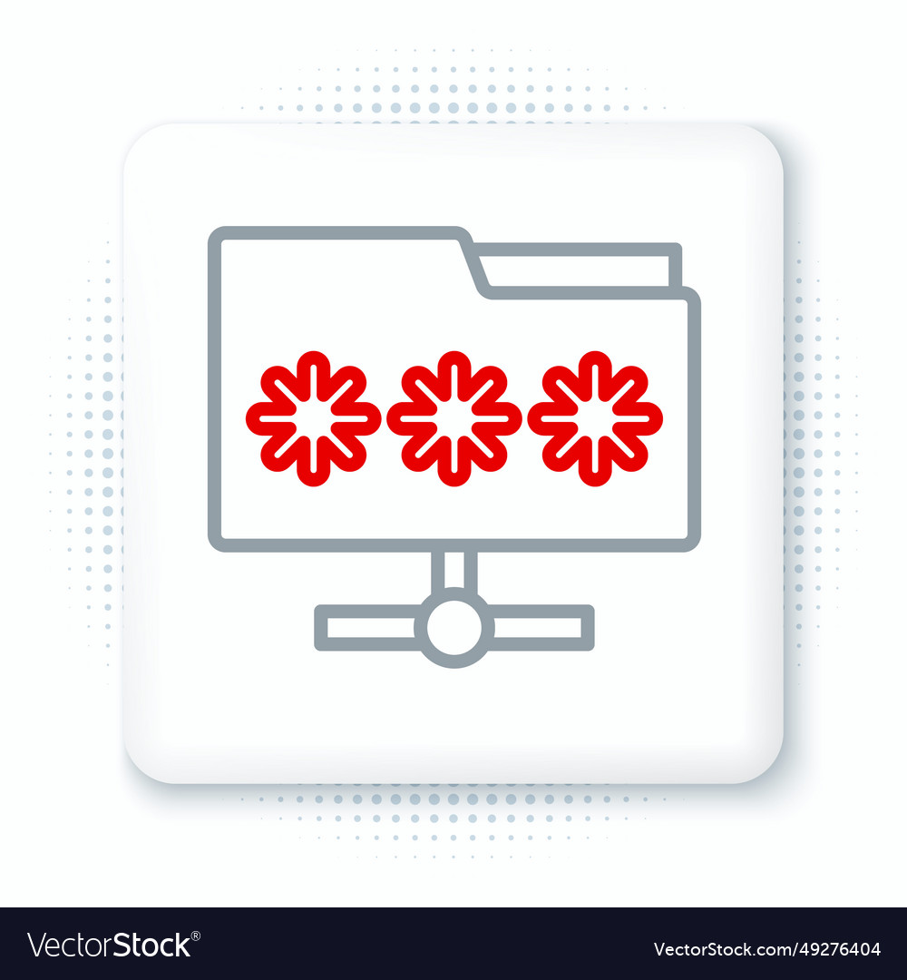 Line folder with password notification icon vector image Line folder with password notification icon