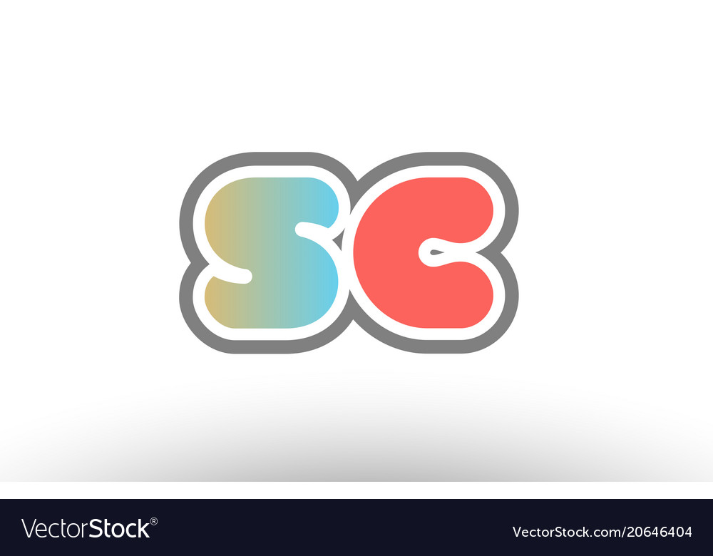 Orange Pastel Blue Alphabet Letter Sc S C Logo Vector Image 0183