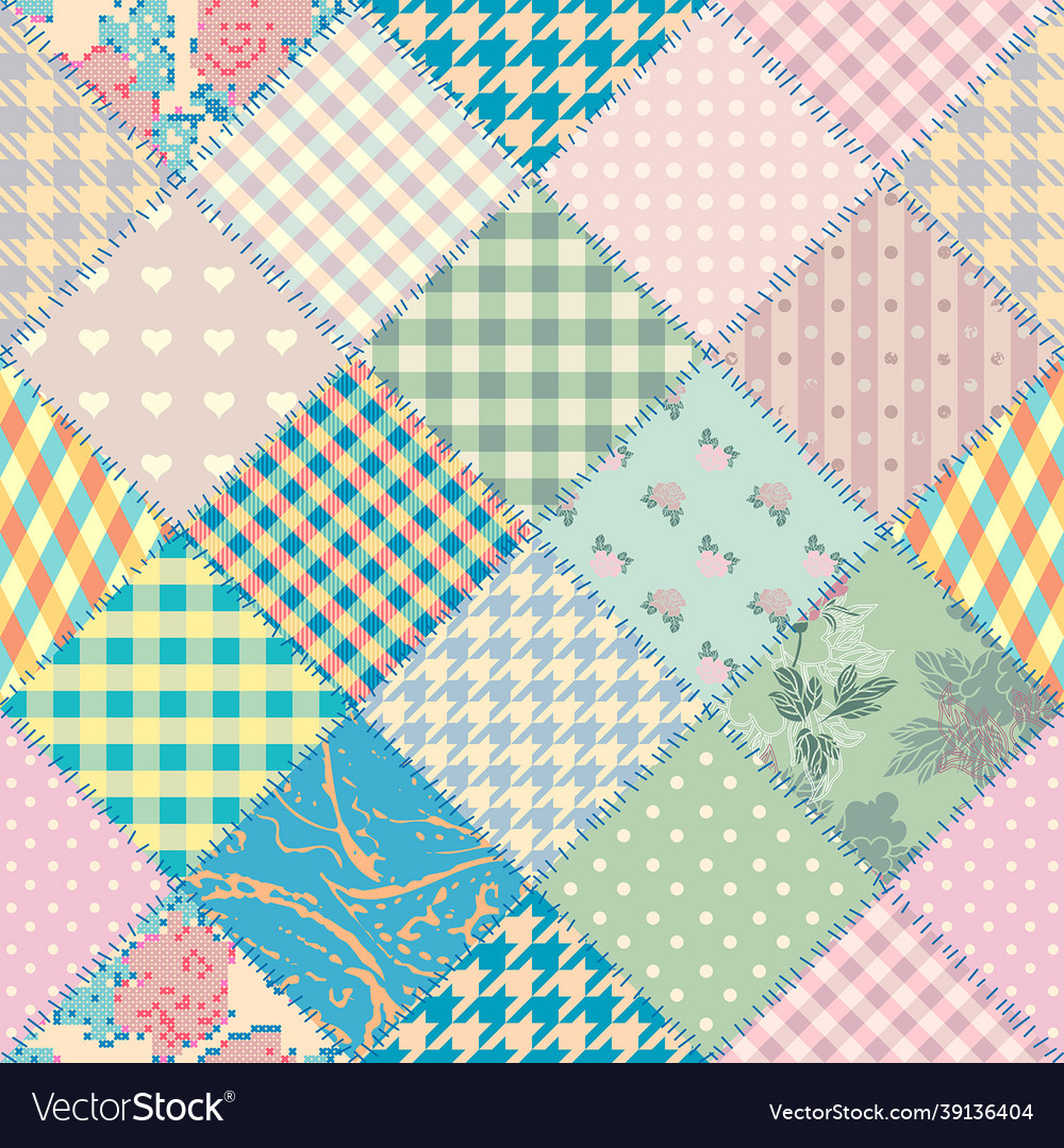 Patchwork textile pattern seamless quilting Vector Image