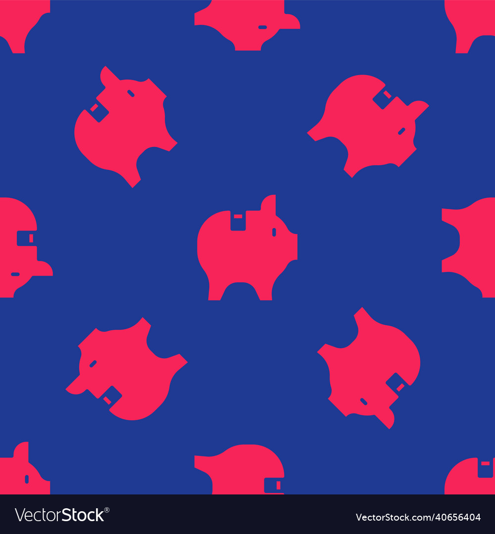 Red piggy bank icon isolated seamless pattern vector image Red piggy bank icon isolated seamless pattern