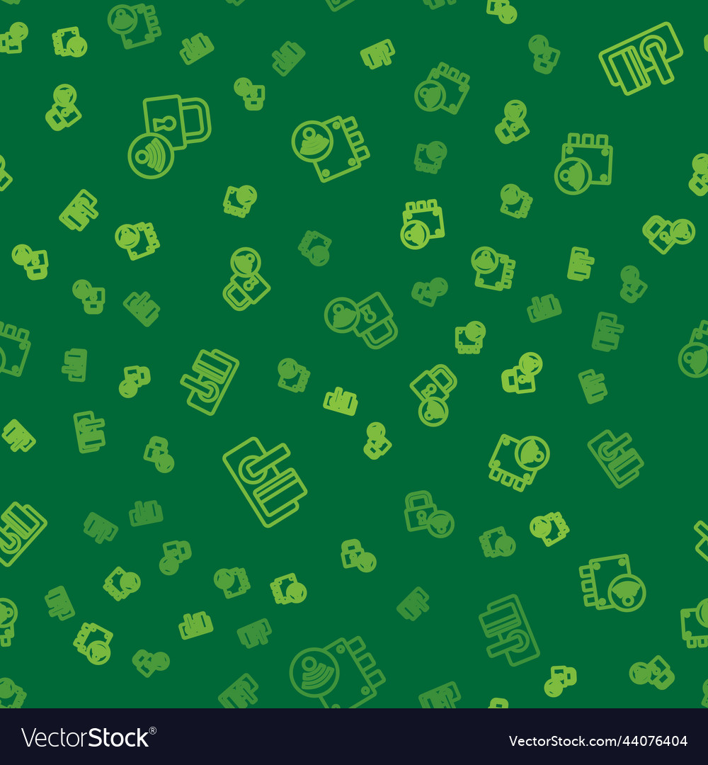 Set line digital door lock and on seamless pattern vector image Set line digital door lock and on seamless pattern