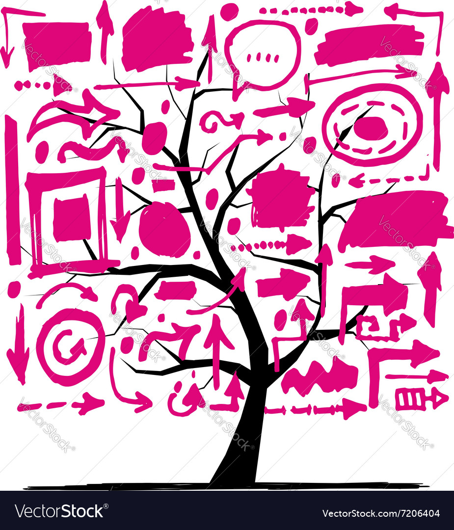 Tree with arrows sketch for your design