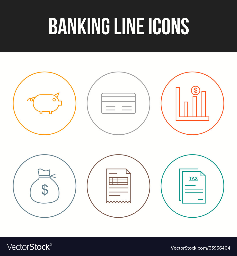 Unique line icon set banking icons
