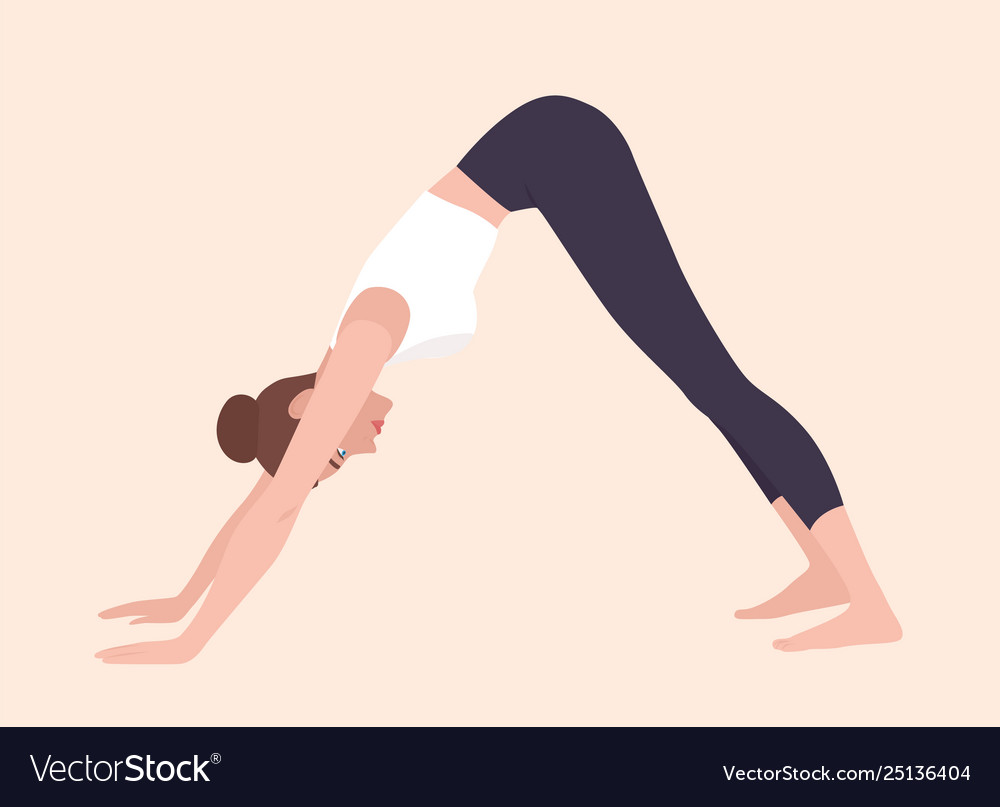 Funny yoga exercise at home man doing dog pose Vector Image