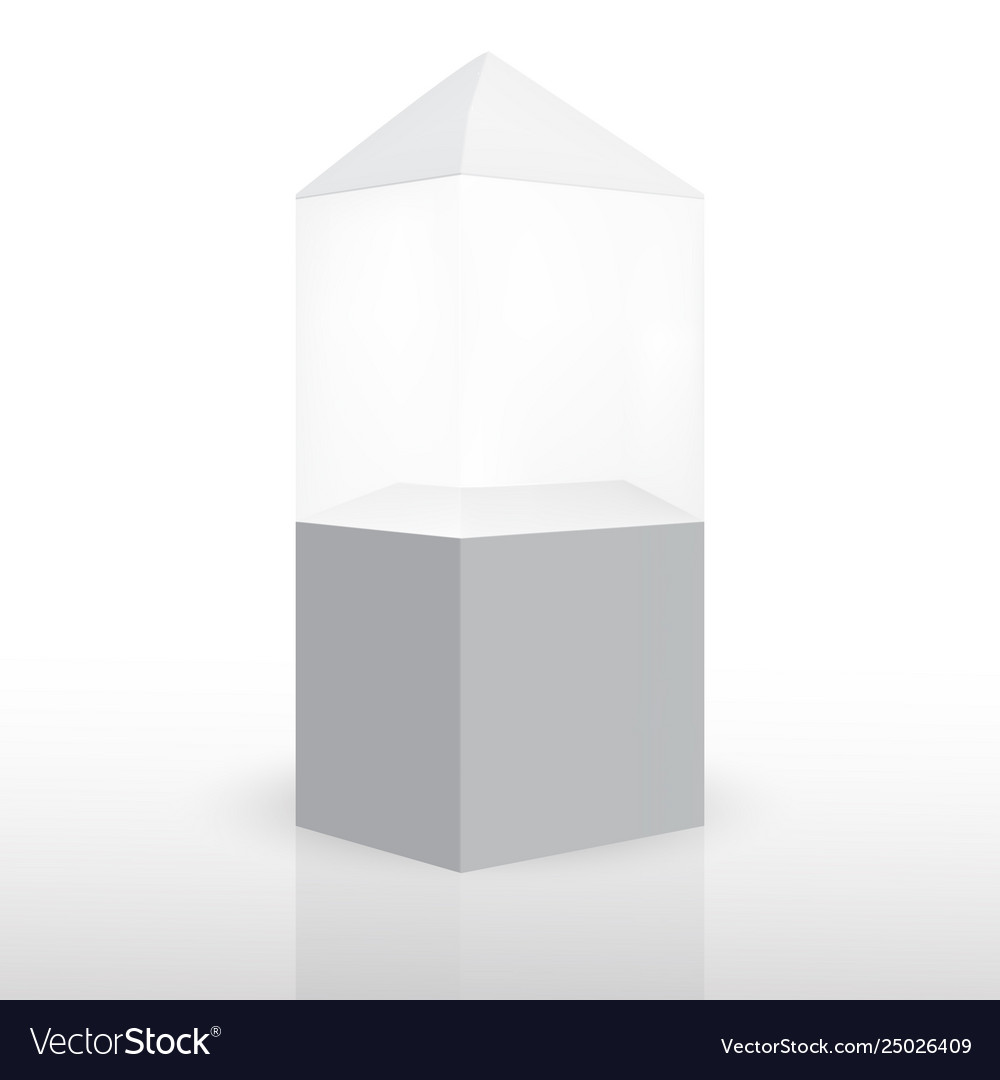 Ads empty display case on isolated white