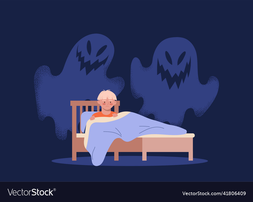 Nightmare monster comes into dark room bedroom Vector Image