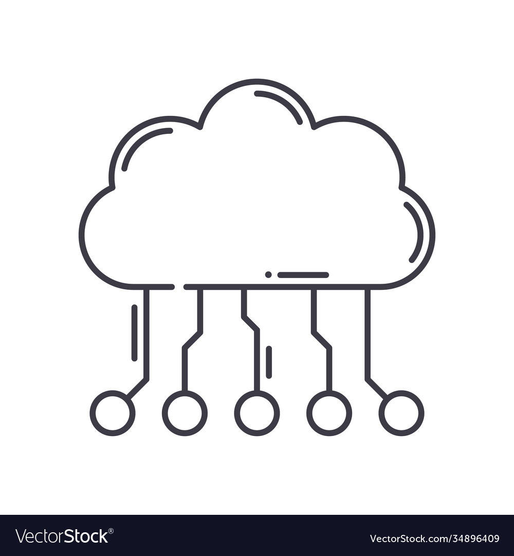 Cloud computing concept icon linear isolated vector image Cloud computing concept icon linear isolated