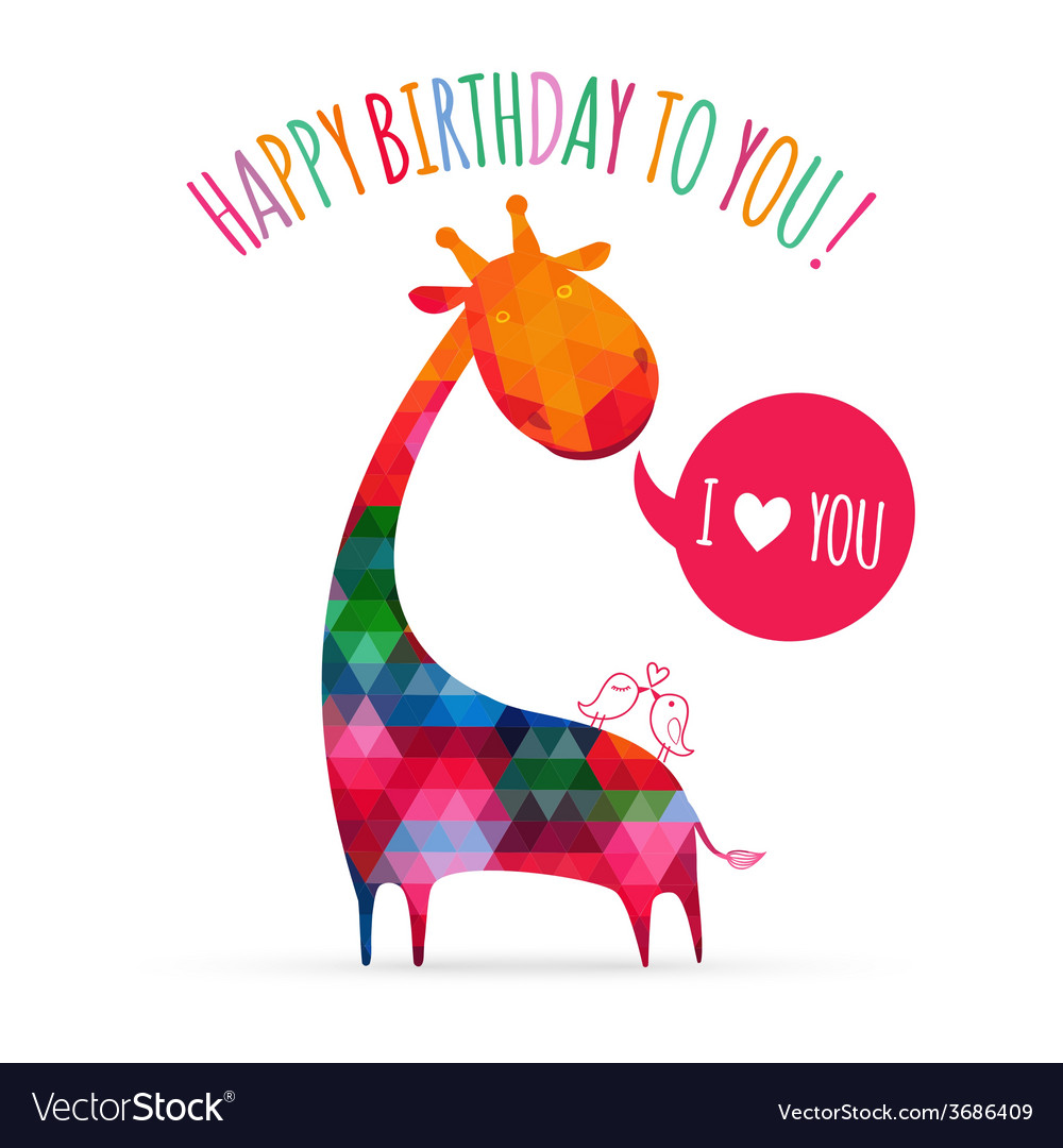 Greeting card with cute colorful giraffe happy Vector Image