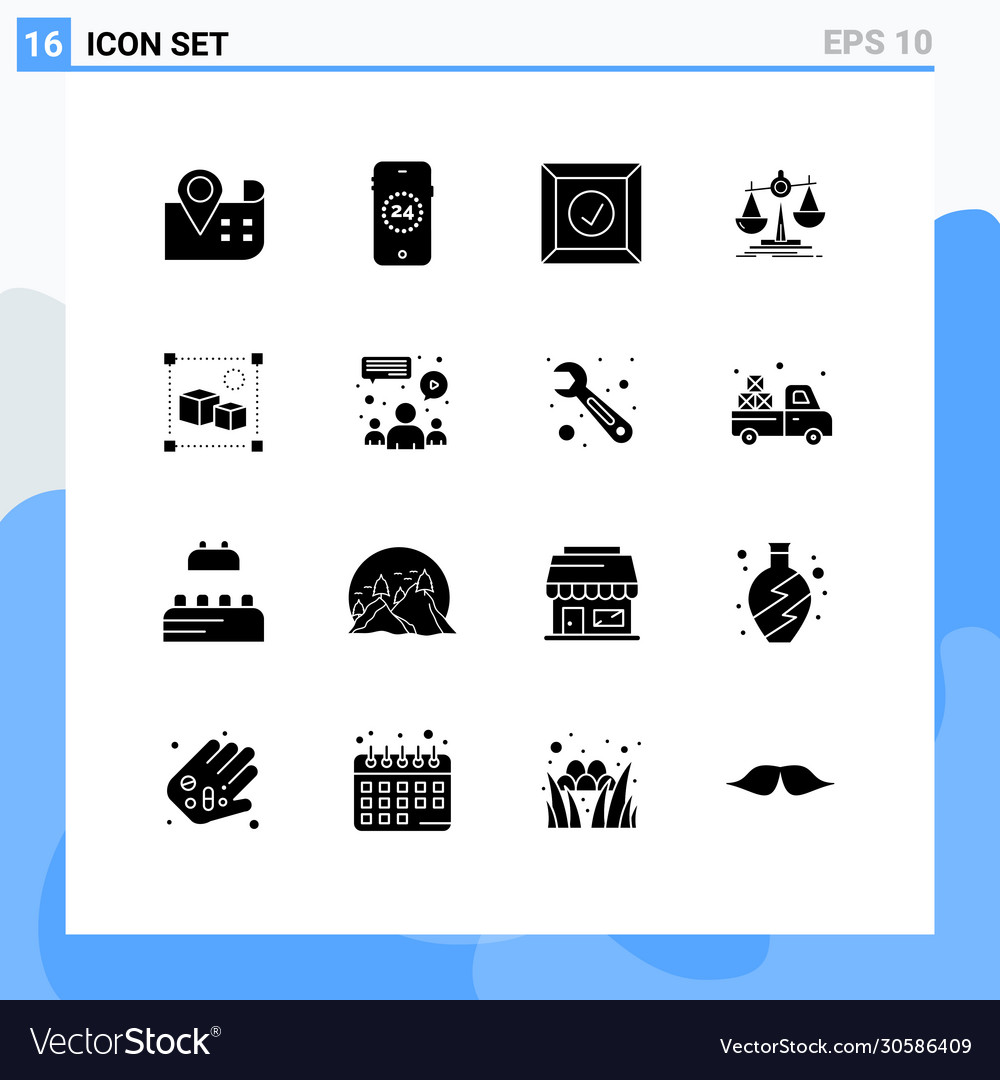 Gruppe 16 moderne solide Glyphen Set für Chat