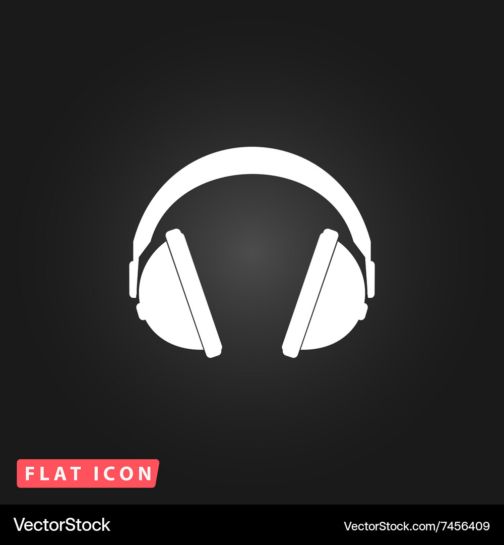 Headphone flat icon Royalty Free Vector Image - VectorStock