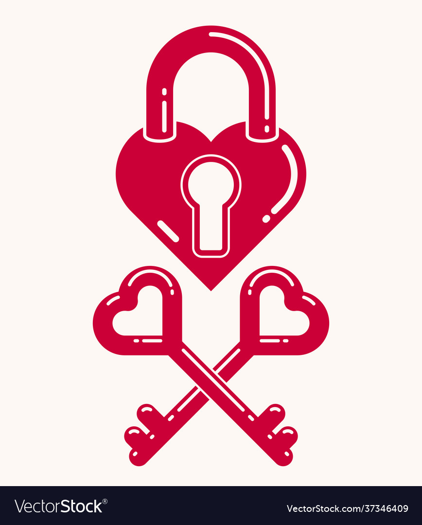 Heart shaped padlock logo or icon lock