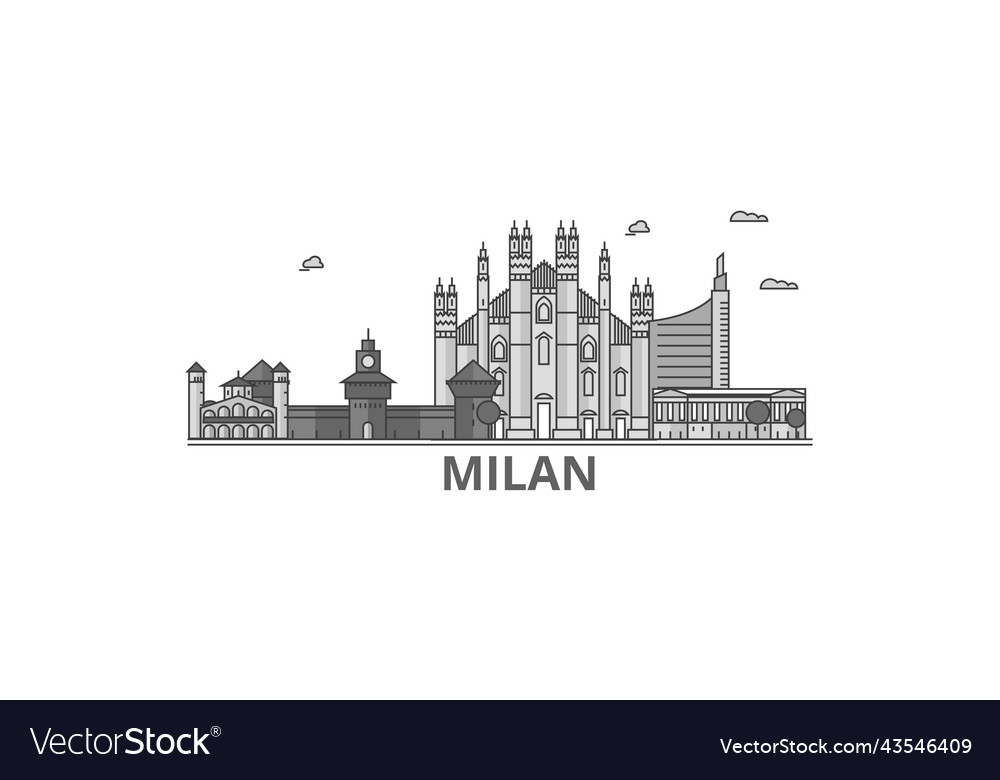 Italien milan city skyline isoliert vector image Italien milan city skyline isoliert