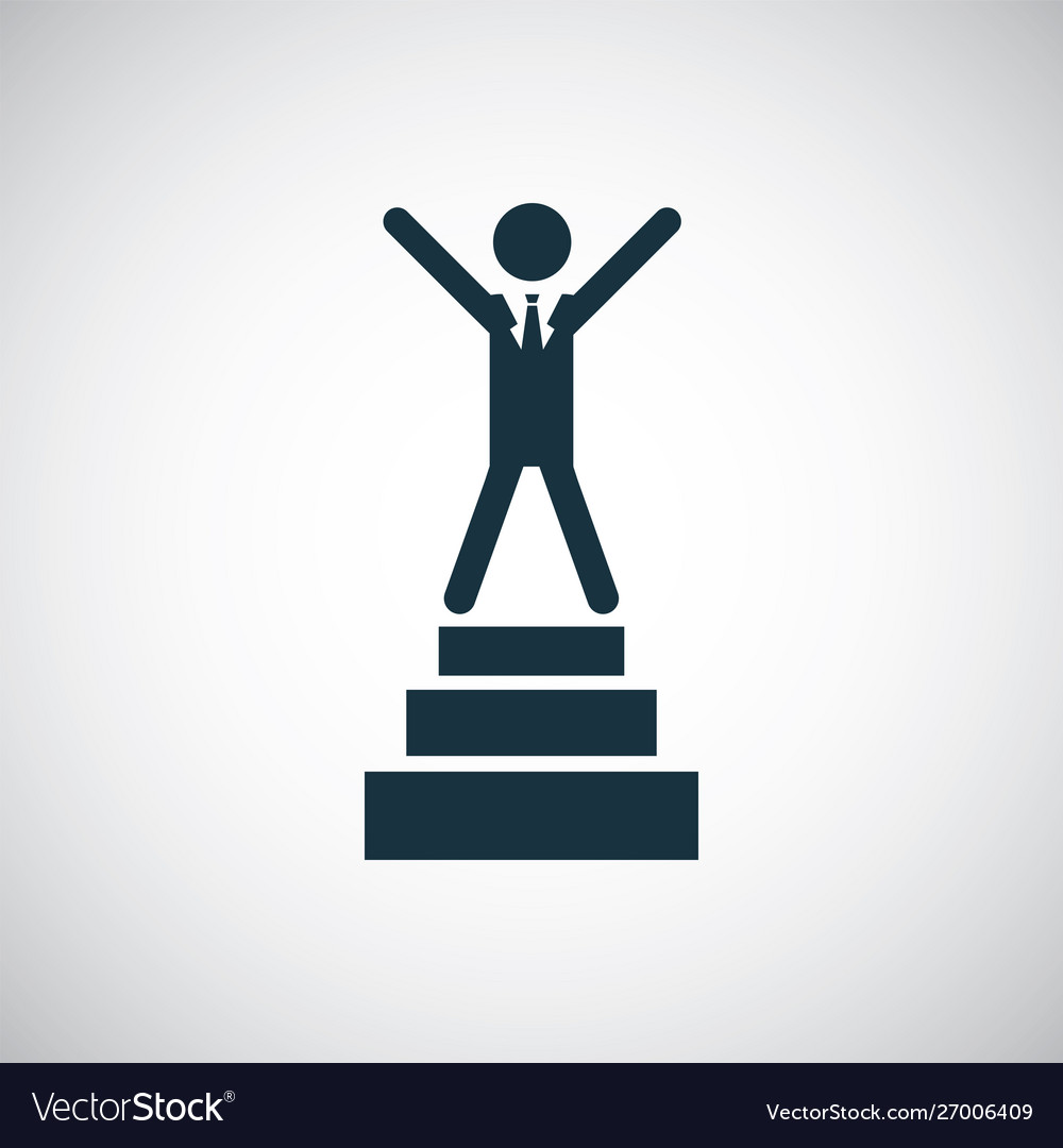 Man top on stairs icon simple flat element design