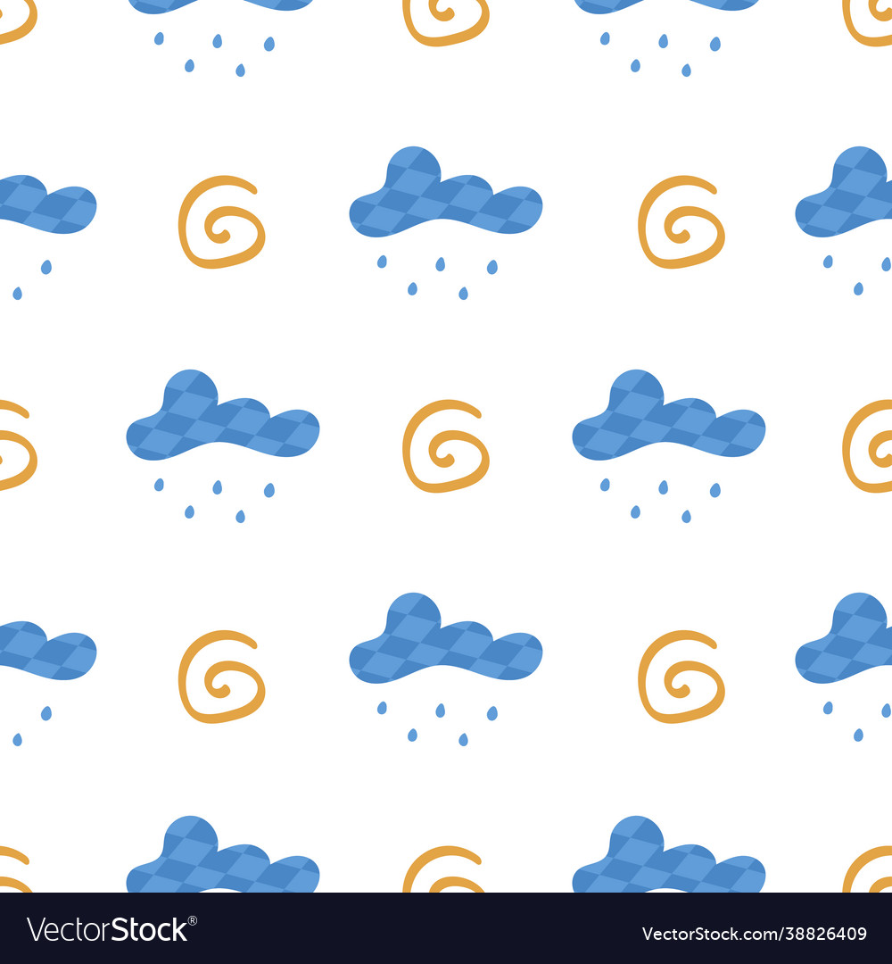 Seamless pattern with clouds rain vector image Seamless pattern with clouds rain