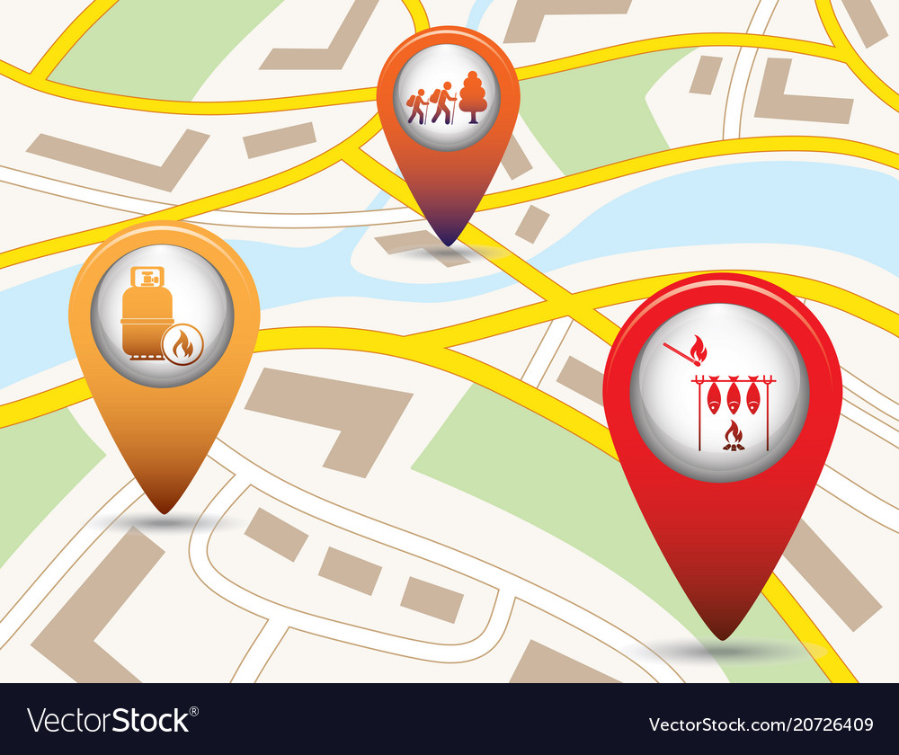 Set of tourism service map pointers